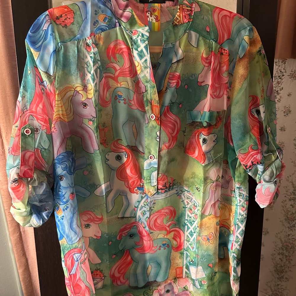 My Little Pony Blue and Green Floral Blouse by Iron Fist